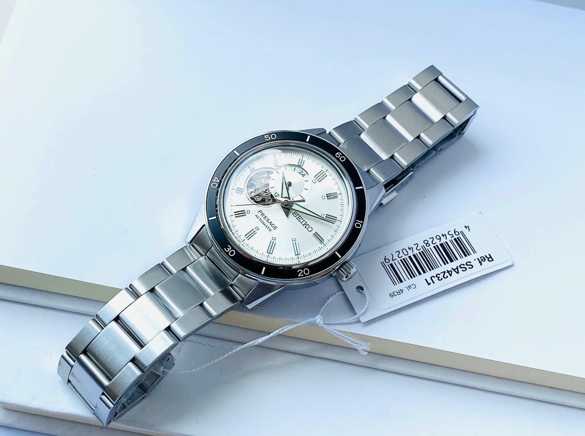 Đồng hồ nam Seiko Presage Style 60's Open Heart Cream Dial Automatic: SSA423J Men's Watch