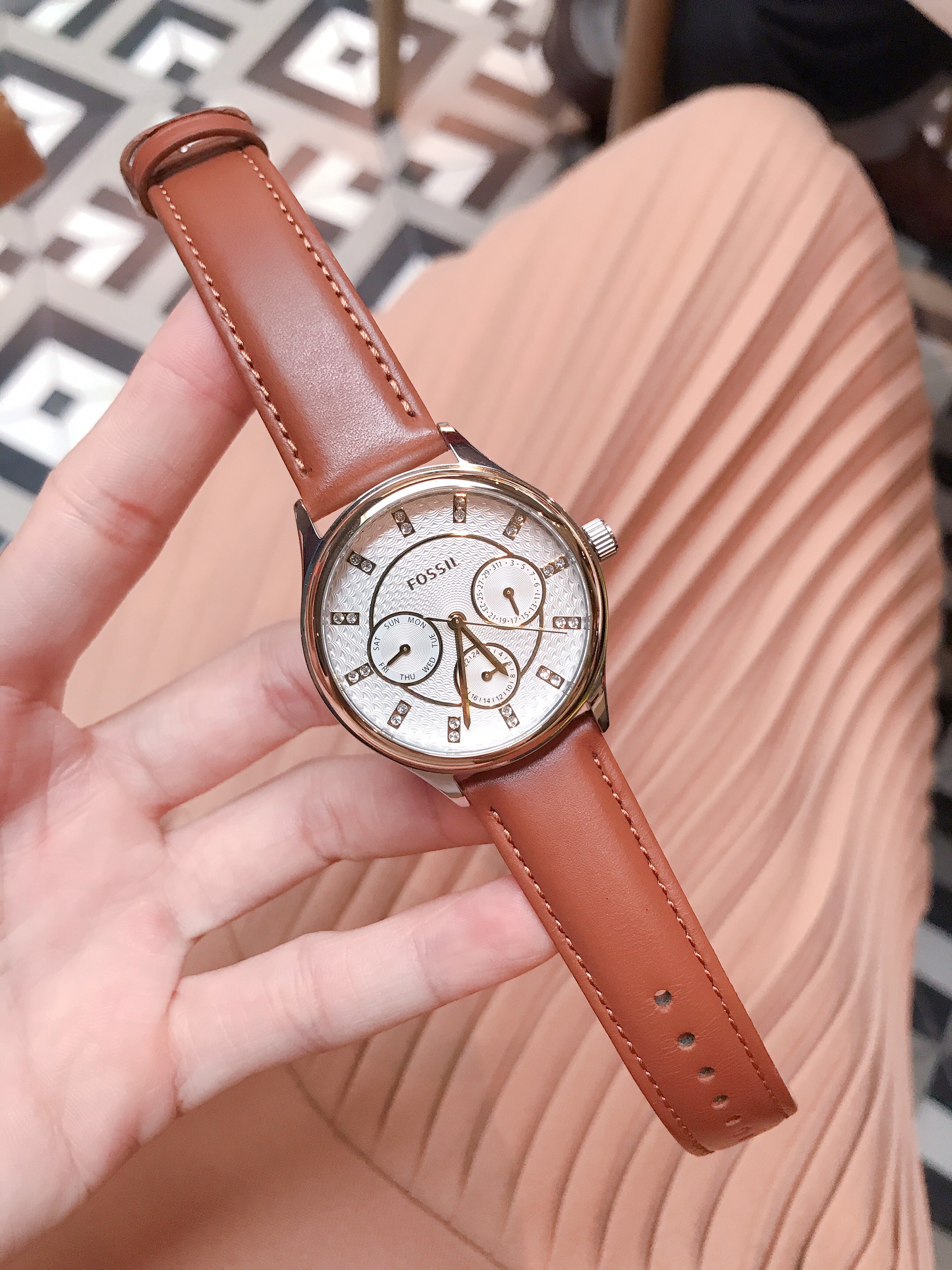 Đồng hồ nữ Fossil BQ3408 Brown Leather For Women