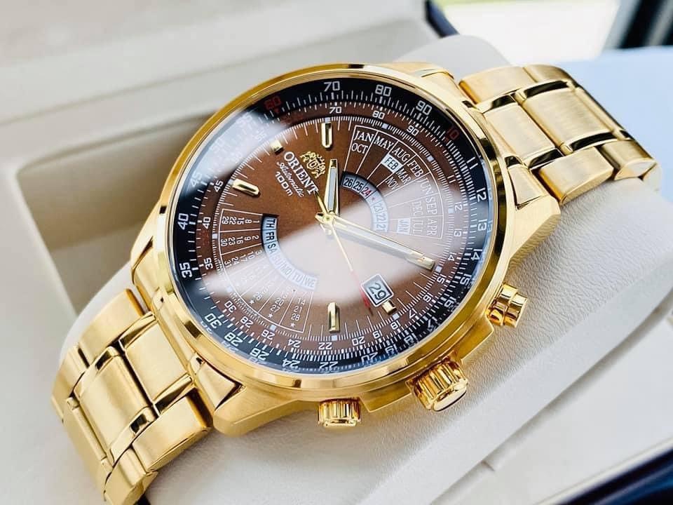 Đồng hồ nam ORIENT lịch vạn niên mạ vàng FEU07003TX - SEU07003TX