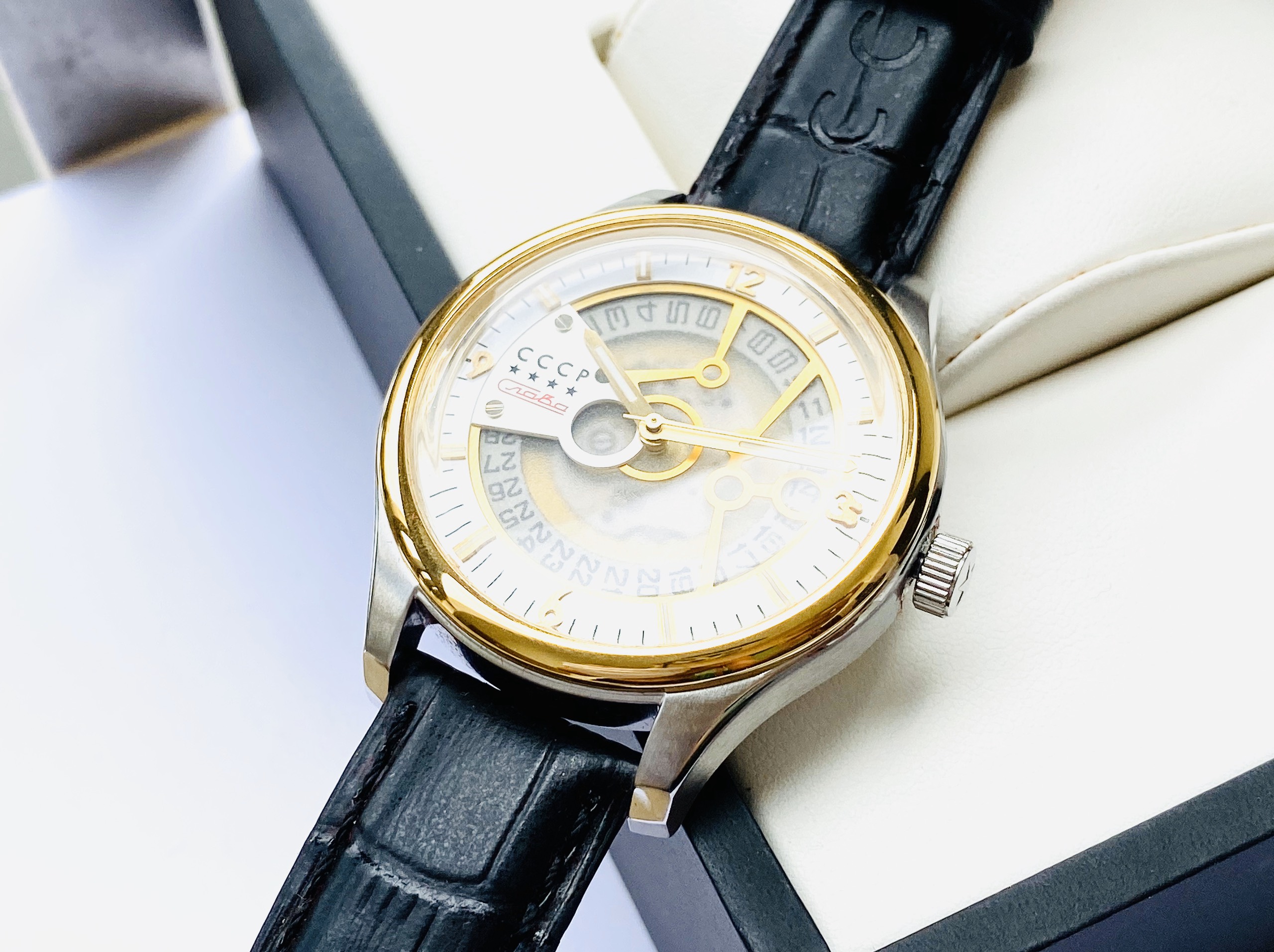 Đồng hồ nam CCCP Men's CP- Gold Dial Leather Watch